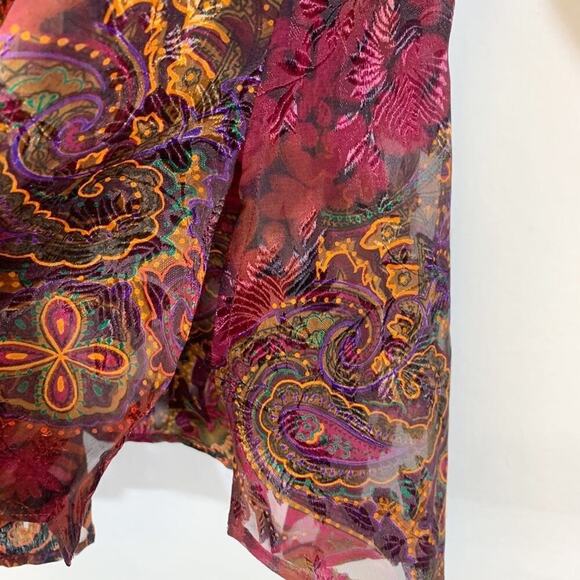 Victoria's Secret Gold Label Semi Sheer Paisley Print Button Down Top Si… - Picture 7 of 11